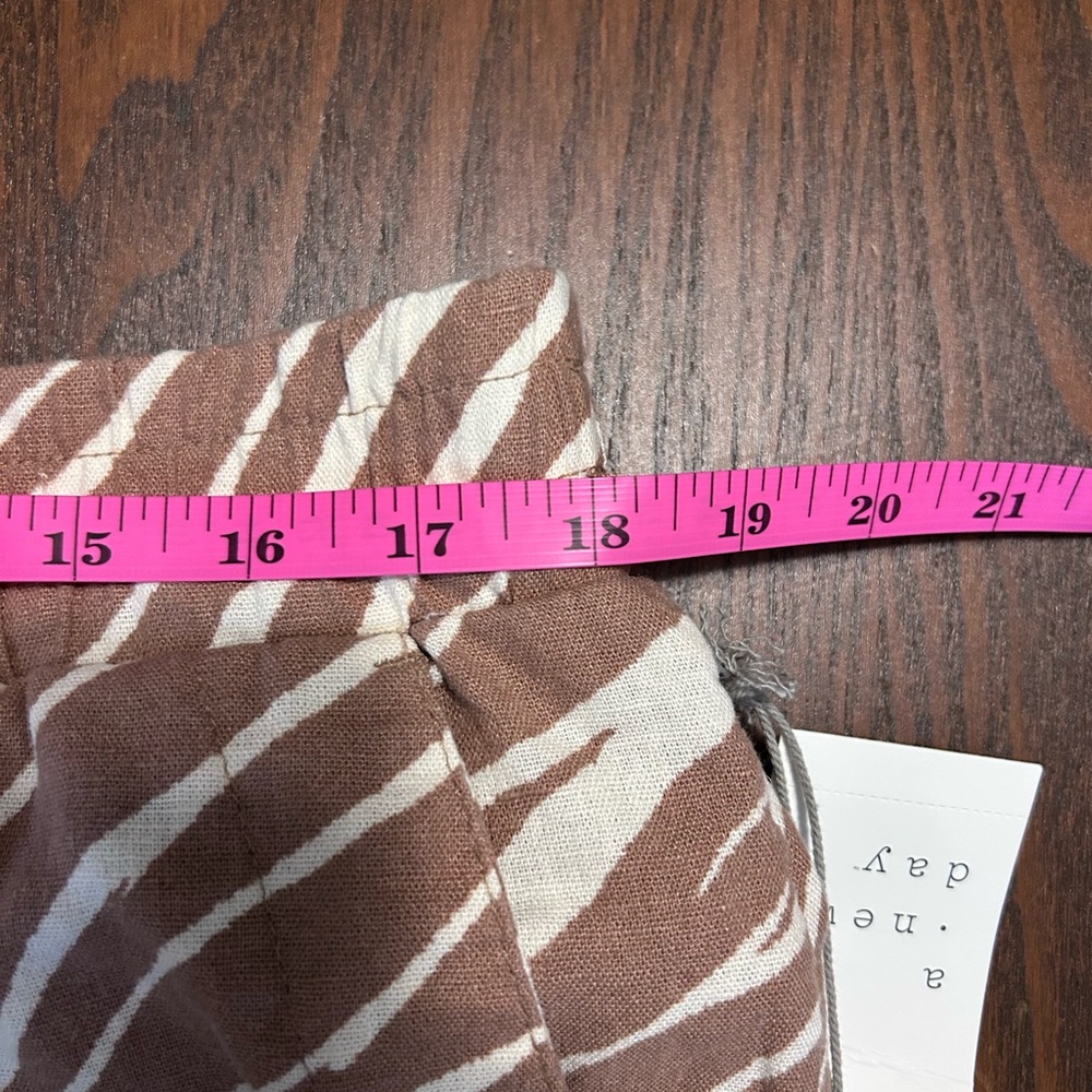 NWT A New Day High-Rise Wide-Leg Linen Pull-On Pants, brown/white size XL - Picture 8 of 10